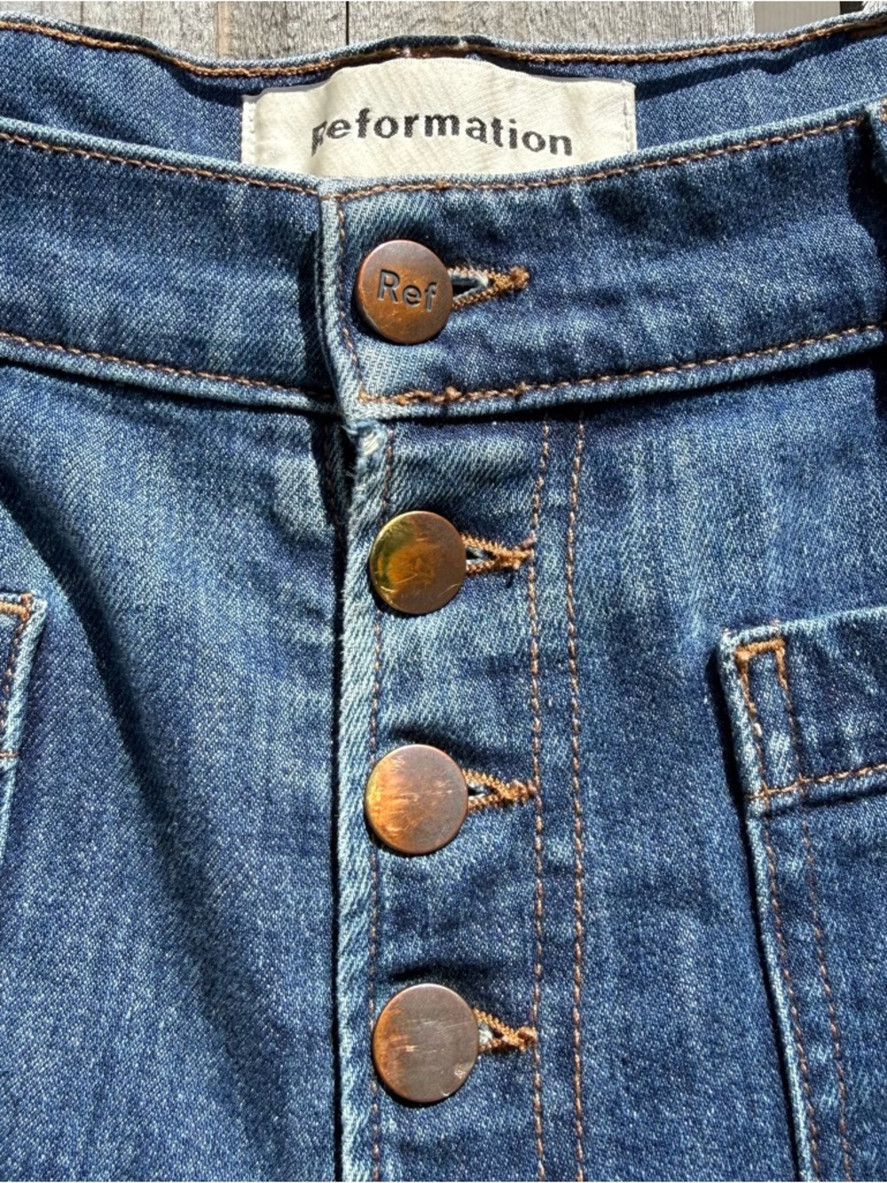 Reformation Sailor Jean | Zion Wash | Wide Leg Button Fly Sz 27